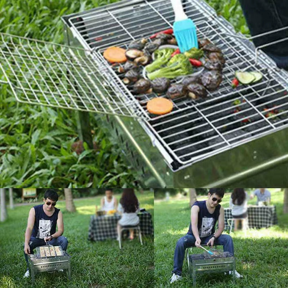 Portable Grill Basket BBQ Grill Basket Rolling Grilling Basket Stainless Steel Grill Mesh Useful Barbeque Grill Accessories