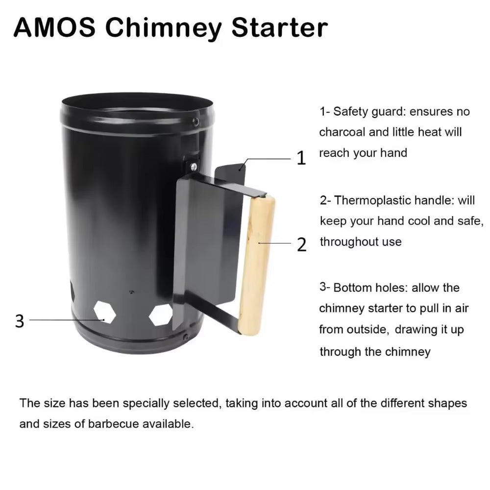 Chimney Quick Fire Coal Starter Can Lighting Barrel Camping Barbecue Can Charcoal Barrel Carbon Stove Charcoal Lighter
