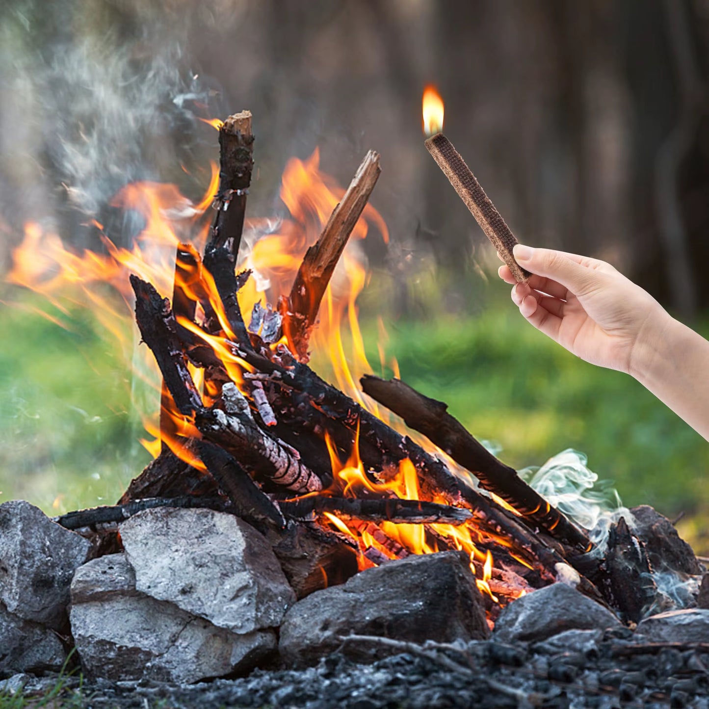 Camp Fire Charcoal Starter Sticks-Fire Charcoal Starters for Fireplace, Wood Stove, Grill, Charcoal Chimney, BBQ Accessories